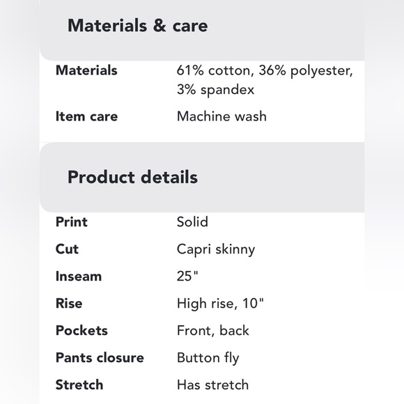 New!! Market & Spruce Rosabel Mid-Rise Skinny Capri. ✨ Make Me An Offer! ✨. - Picture 4 of 5